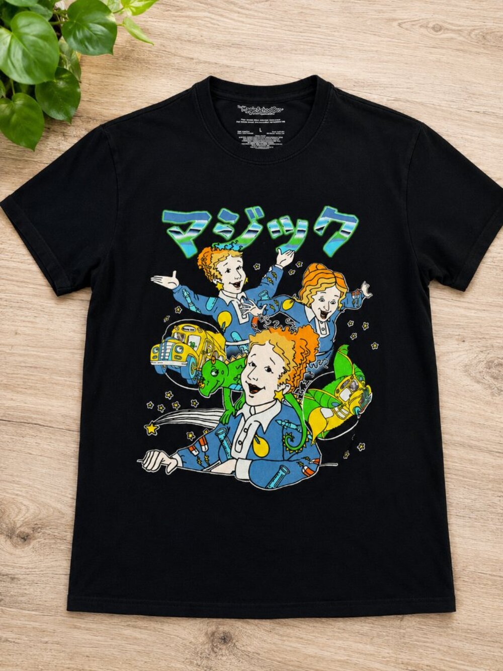 The Magic School Bus Ms. Frizzle Japanese Graphic T-Shirt Black Size Large